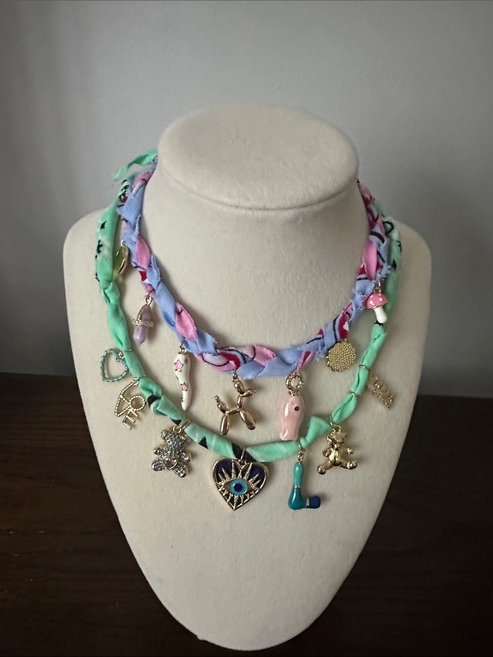 Women’s Multicolor Braided Charm Necklace Bundle